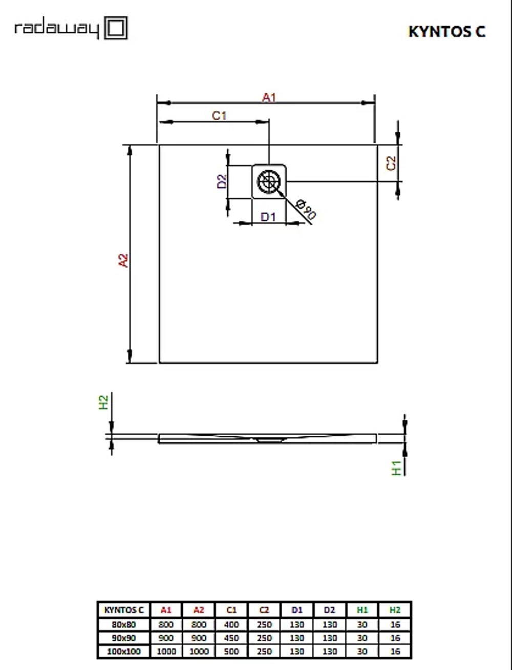 Душевой поддон Radaway Kyntos C 100x100 HKC100100-54 черный
