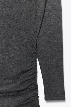 ZARA ТРИКОТАЖНОЕ МИНИ-ПЛАТЬЕ С КАПЮШОНОМ, АНТРАЦИТОВО-СЕРЫЙ