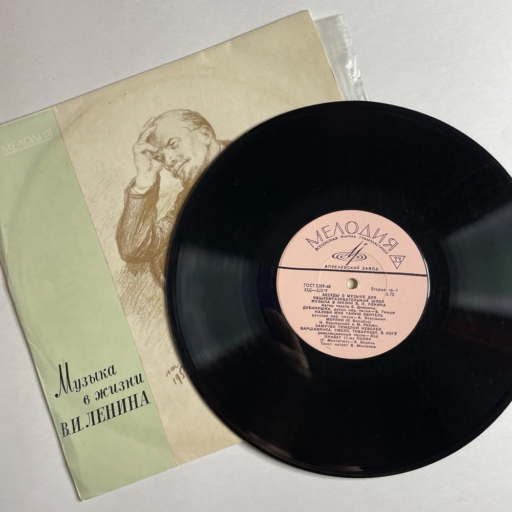 Винтажная виниловая пластинка LP Музыка В Жизни В.И. Ленина (СССР 1968)