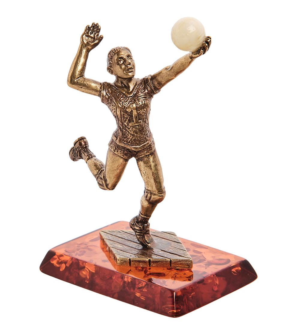 Народные промыслы AM-3200 Фигурка «Волейболистка» (латунь, янтарь)