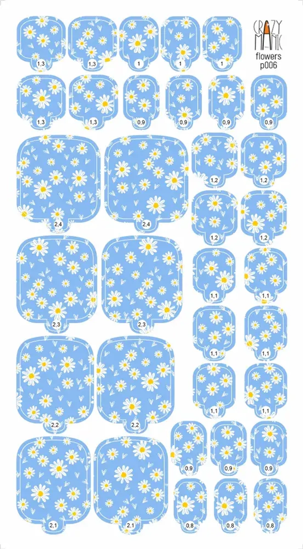 Пленка для педикюра Crazy Manic flowers p006