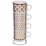 Набор кружек на стойке 280мл «Золотой узор», цвет золото