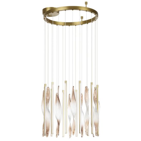 5468/66L L-VISION ODL_EX27 сатинированн.латунь/градиент коричн./металл/стекло Люстра LED*66W 3500K SPIRA