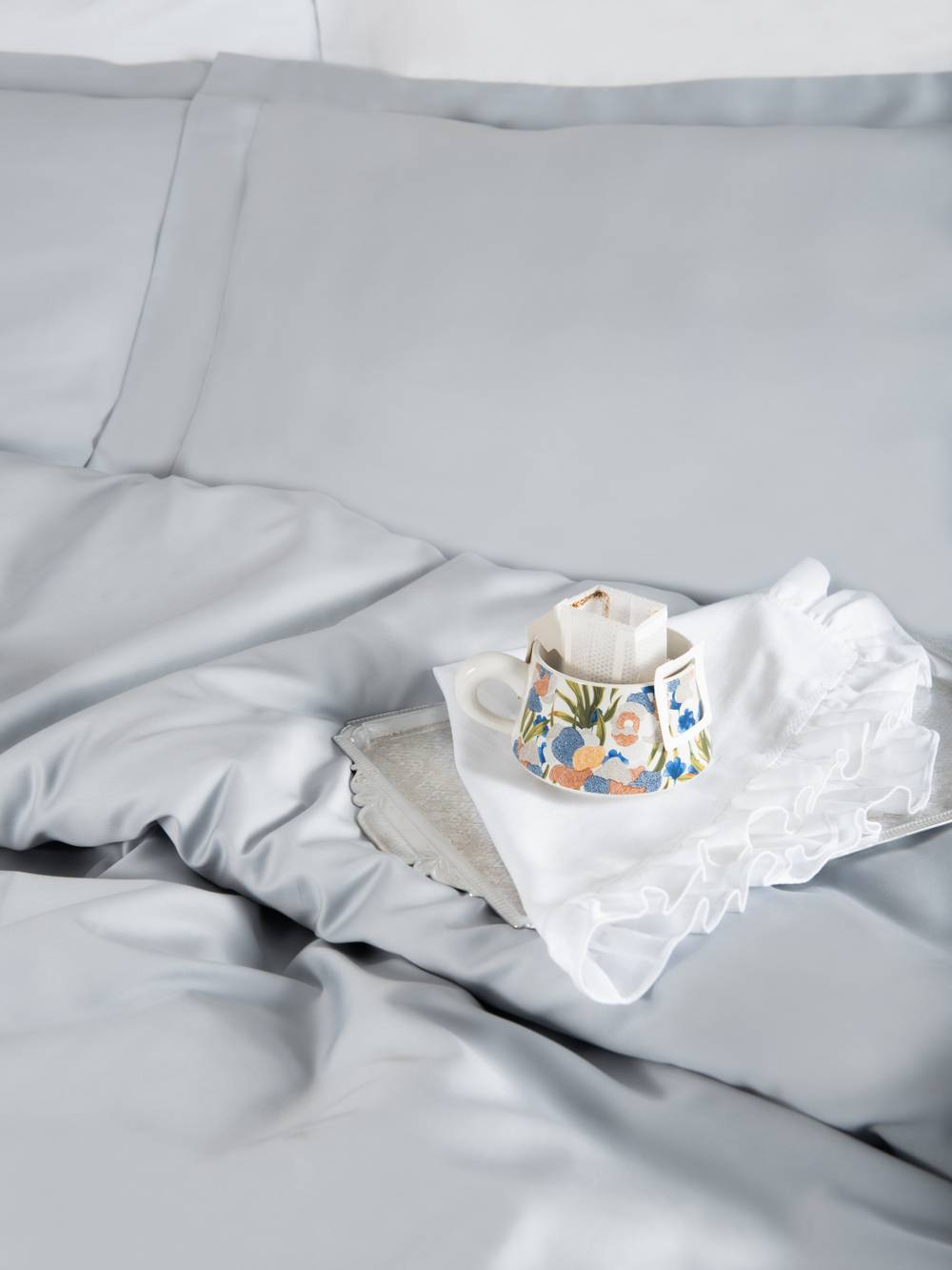 SERENITY Комплект постельного белья, сатин светло-серый