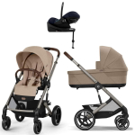 Коляска Cybex Balios S Lux TPE complete Cloud G Ocean Blue Plus Base G 4 в 1 Almond Beige с дождевиками