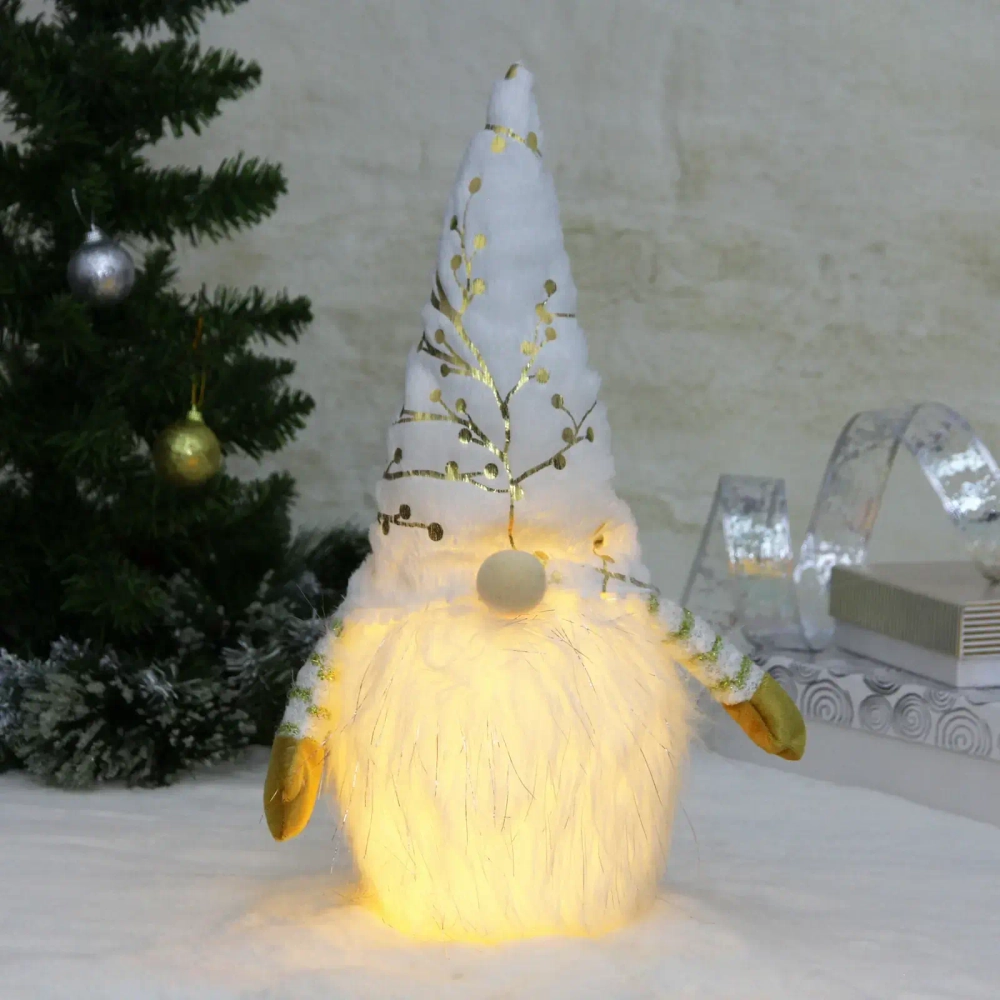 Сувенир новогодний «Лесовичок - Затейник» 41*13 см, Серебро (с подсветкой)