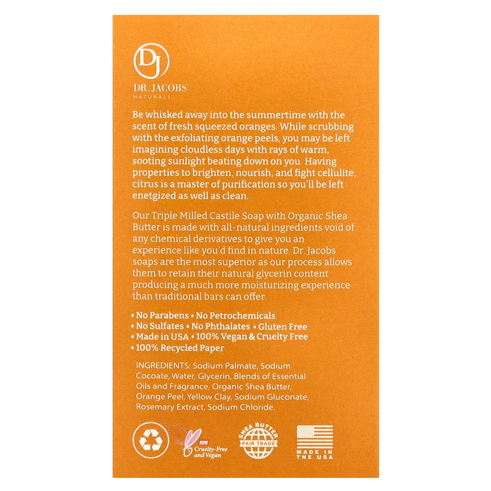 Dr. Jacobs Naturals, Отшелушивающее кастильское мыло с люфой, цитрусовый коктейль, 142 г (5 унций)
