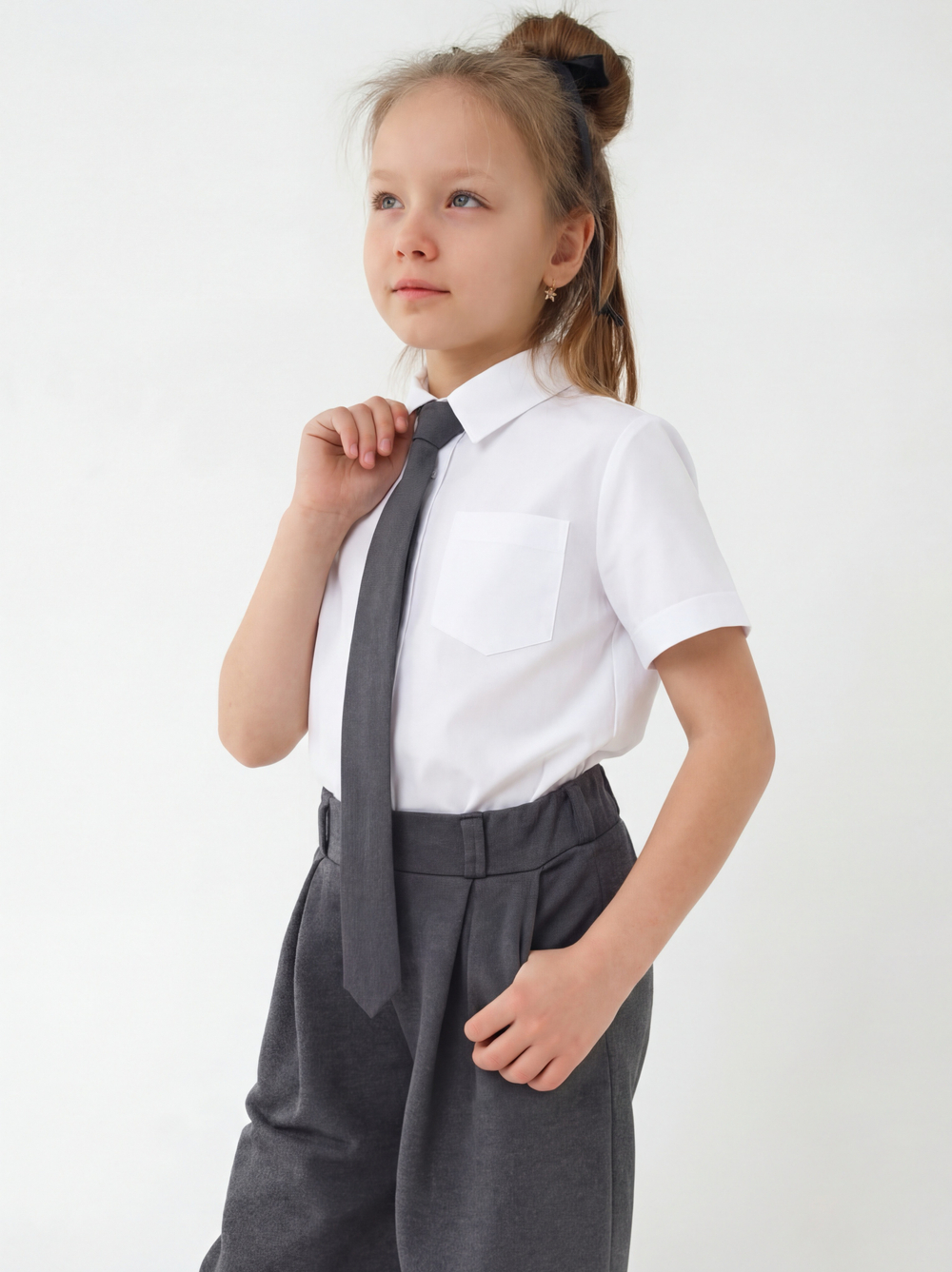 Рубашка с коротким рукавом, белая