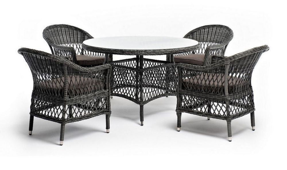 "Дольче" обеденная группа из искусственного ротанга, цвет графит