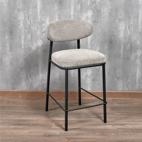 Полубарный стул Arvo 65 см, бежевый шенилл с черными ножками