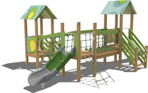 Детский городок Тула (стойки дуб, паттерн Papercut)