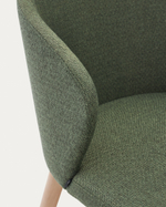 Стул Darice из зеленой синели с ножками в натуральной отделке