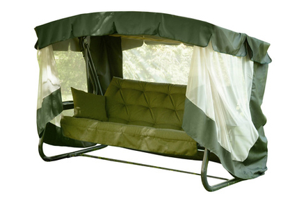 Качели садовые OLSA 4-х местные Саванна ткань папермун(каркас черный муар, м/э зеленый рис.без рисунка)2