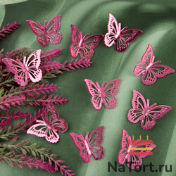 Бабочки из акрила для декора, розовые, 10 шт