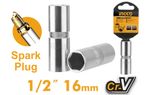 Головка для свечей зажигания 6 гр, 16 мм, 1/2",  INGCO HSPS12161 INDUSTRIAL