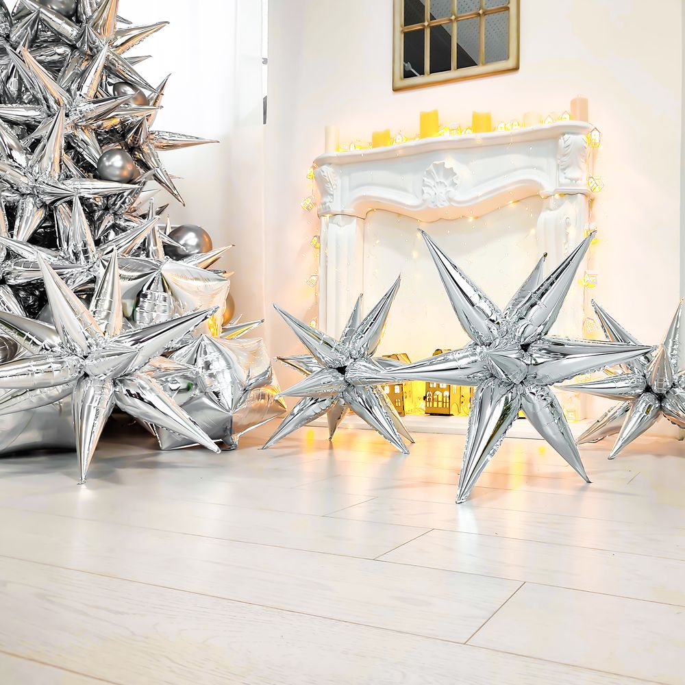 Шар (41''/104 см) Звезда, Составная, Серебро, 1 шт. в упак.