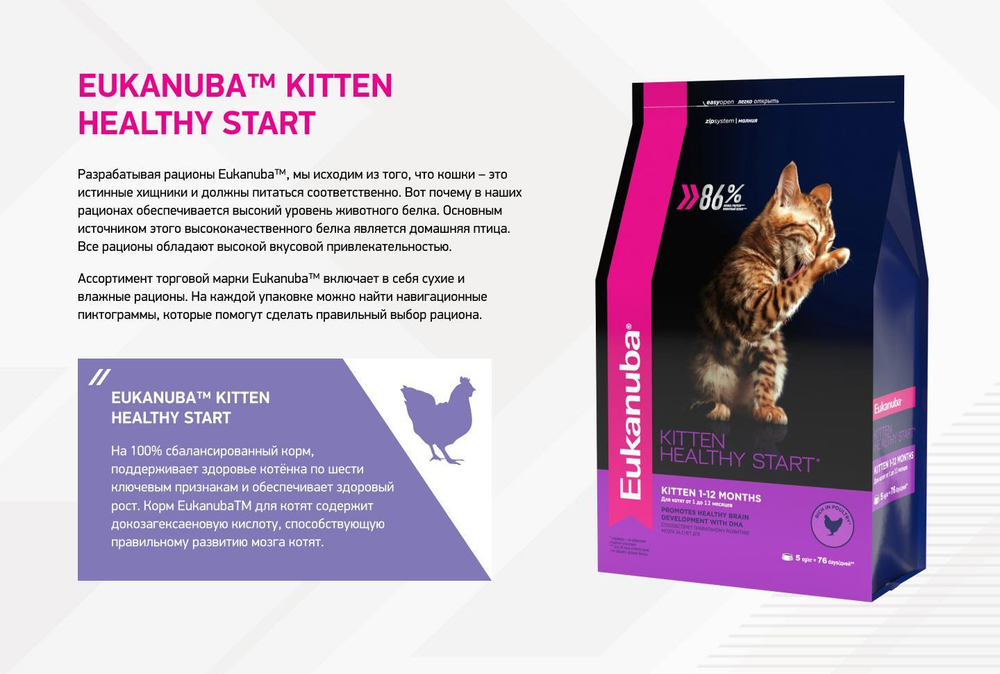 Eukanuba Kitten Healthy Start сбалансированный сухой корм для котят 5 кг
