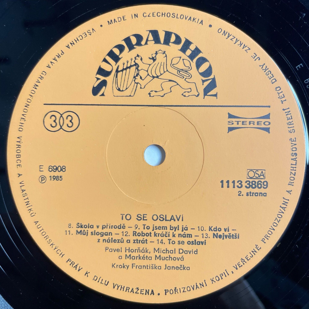 Винтажная виниловая пластинка LP Kroky Frantiska Janecka, Michal David, Pavel Hornak, Milan Dyk, Marketa Muchova To Se Oslav (Чехословакия 1986)