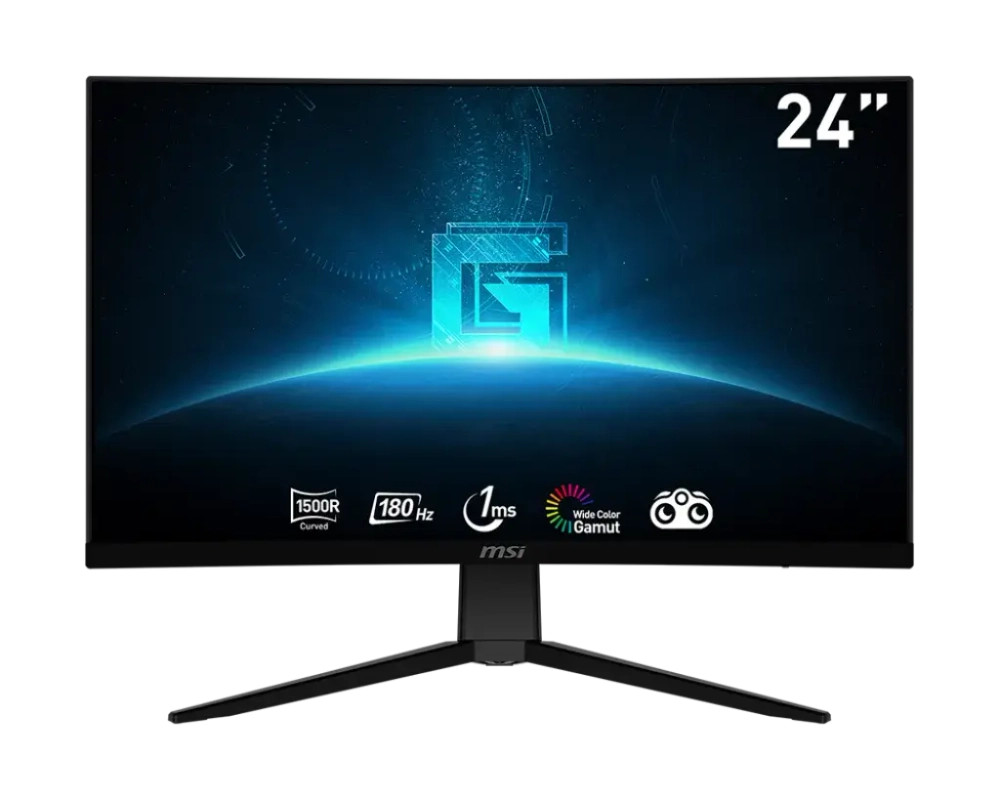 Безрамочный Игровой Монитор 24" MSI G2422C VA 1920х1080 1500R 16:9 180Hz 1ms 250cd/m 3000:1 100млн:1 1xDP 2xHDMI Угол Обзора 178/178. Черный