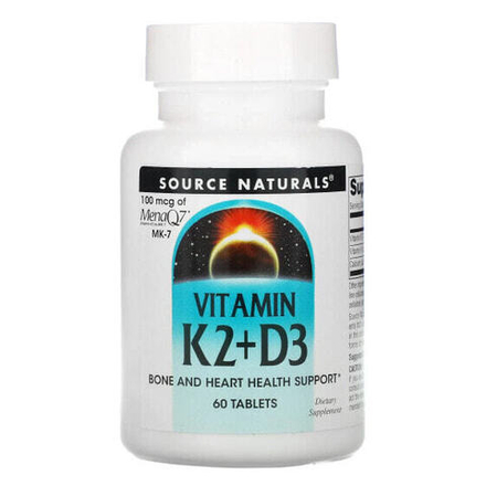 Витамин D Source Naturals, витамин K2 и D3, 60 таблеток