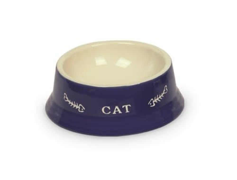Миска 14x4,8см керамика синяя с рисунком CAT