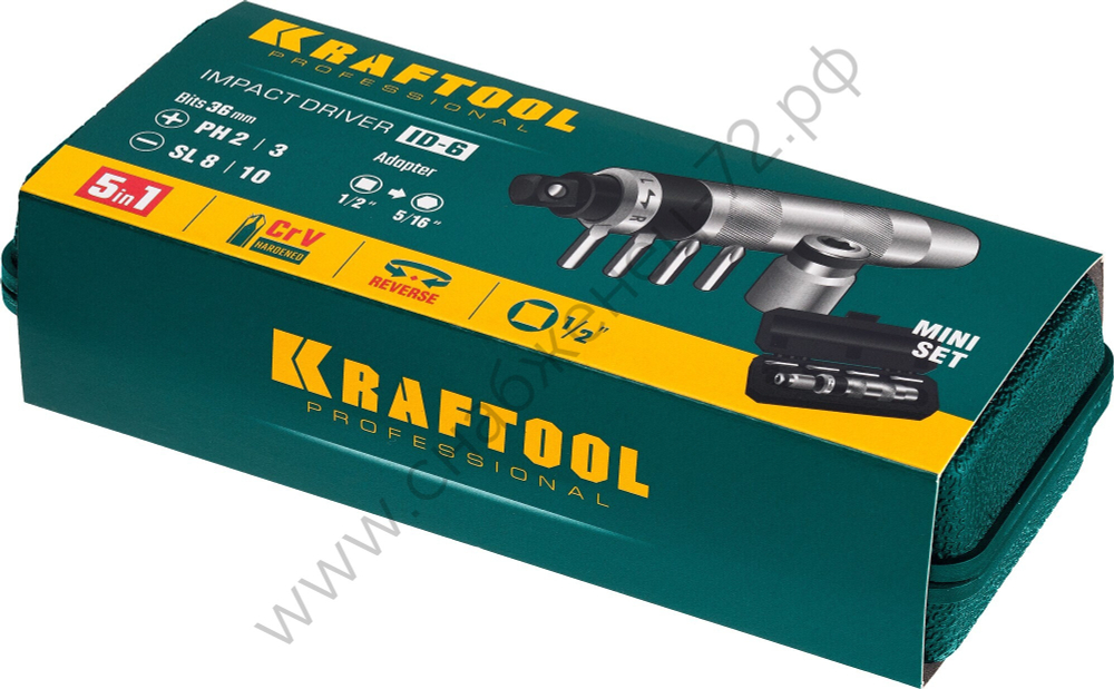 KRAFTOOL ID-6 6 предм., Ударно-поворотная отвертка (25555)