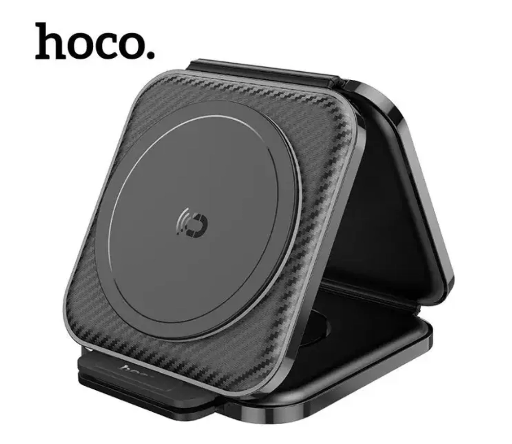 Беспроводное зарядное устройство Hoco CQ4 3 в1 Folding Magnetic Wireless Charging 15W (черный)