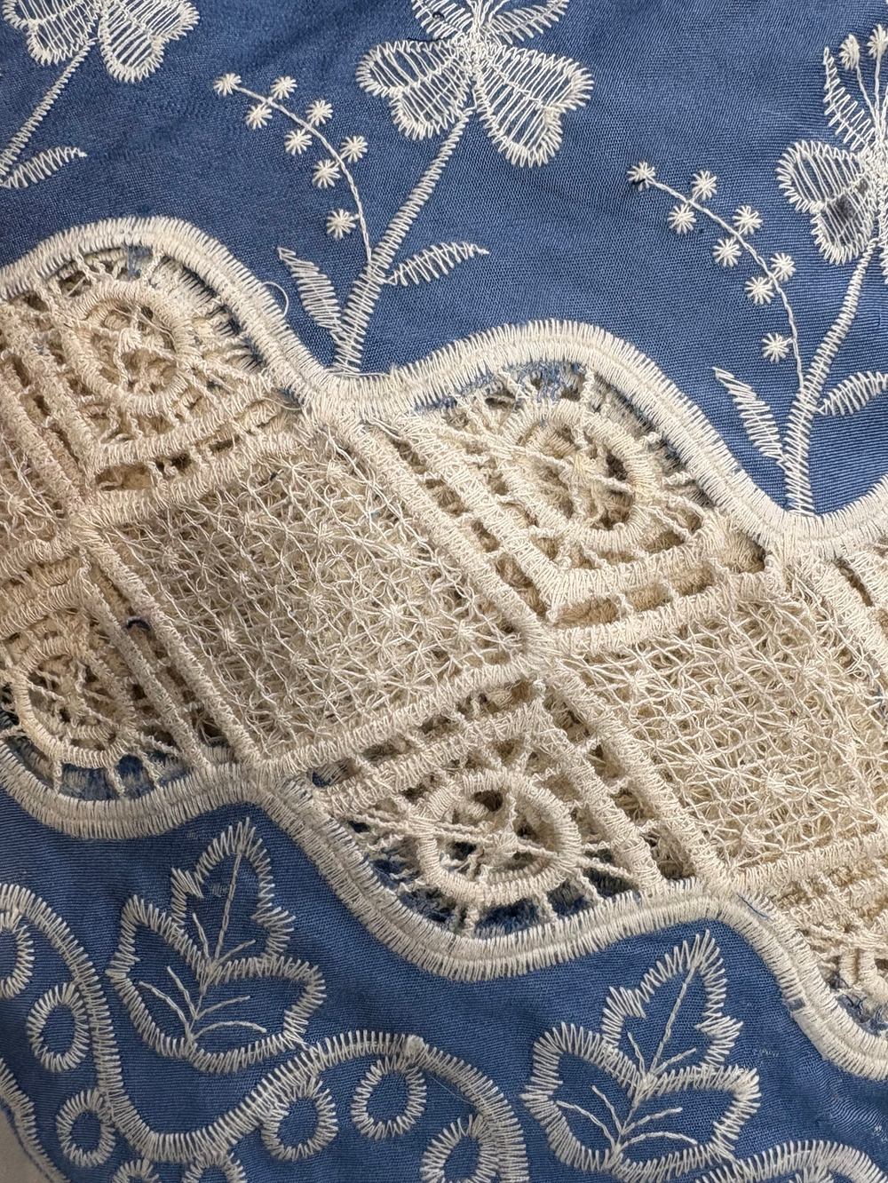 Юбка / с вышивкой / джинс голубой