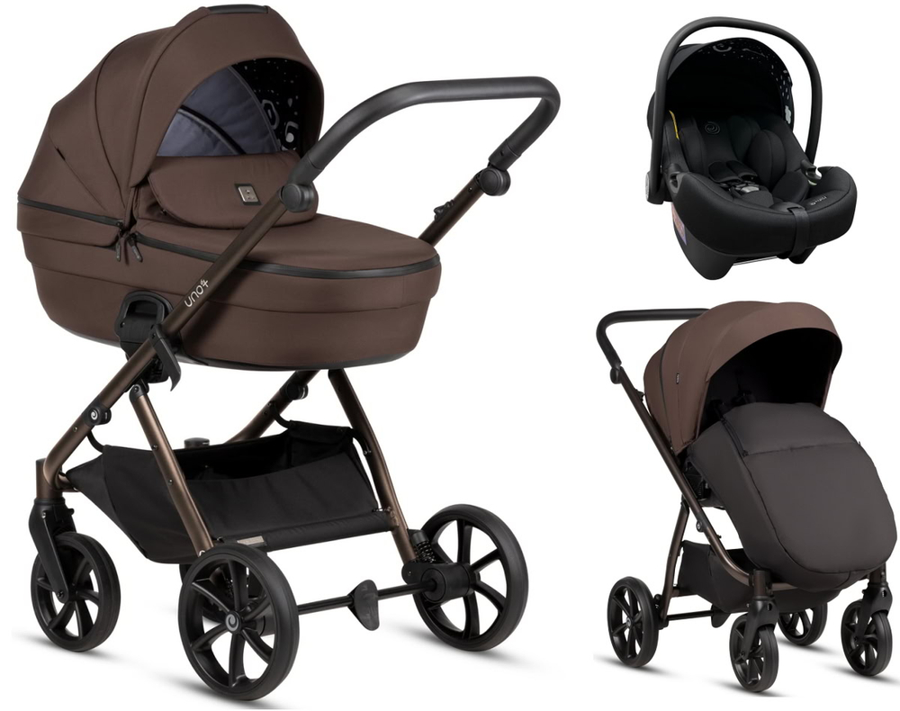 Детская коляска Tutis Uno 6 Plus Essential collection 3 в 1 с автокреслом Elo Lux EduSky Black 1602147 Tiramissu с сумкой