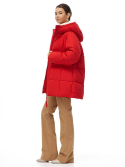 Пуховик с капюшоном зимний, красный, SilverFox