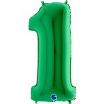 К Шар 34'' / 86 см "Цифра 1" Slim Зеленый (БГ-60)