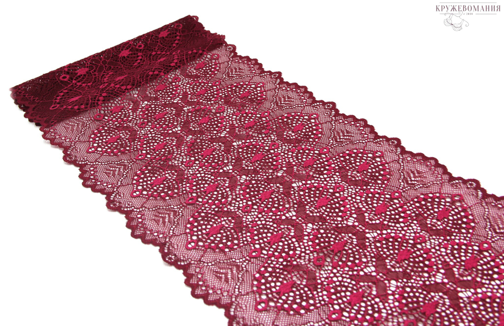 Эластичное кружево, 22см, бордо, (Арт: EK-1060), м
