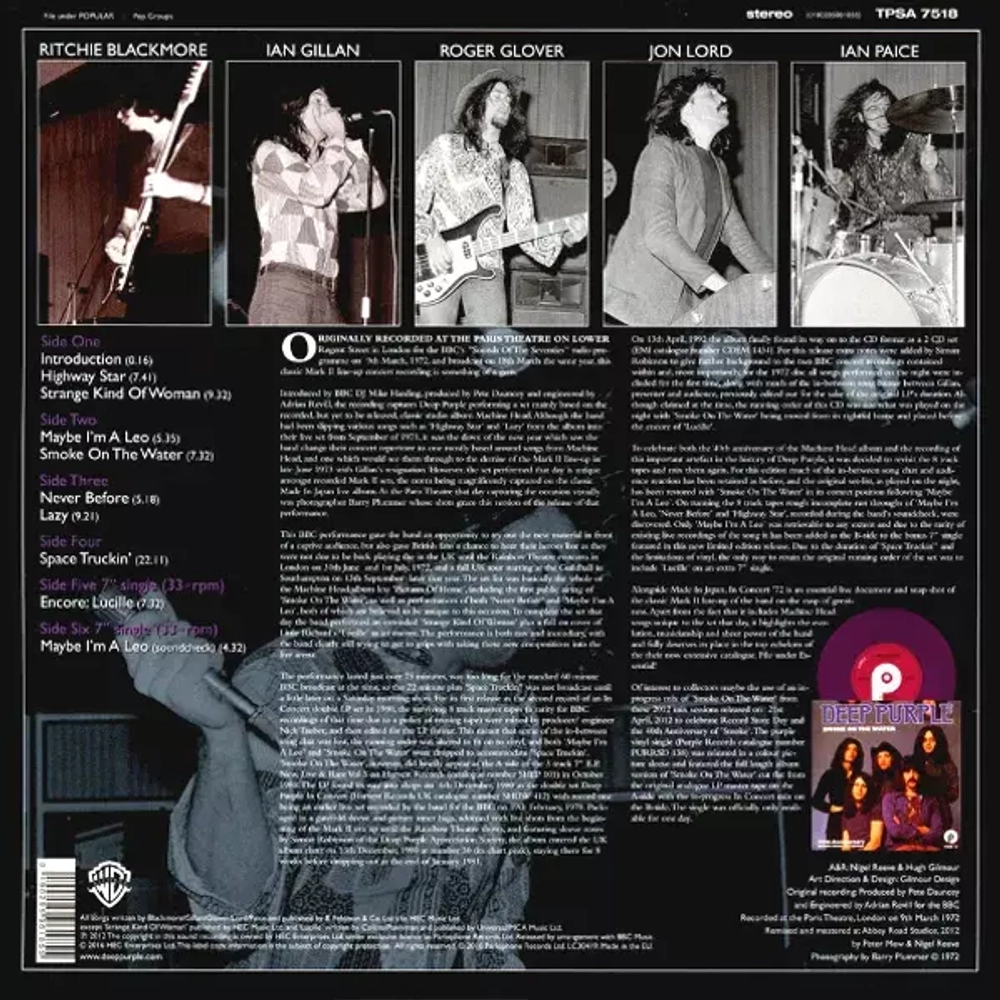 Deep Purple / In Concert '72 (2LP+7"Vinyl Single)