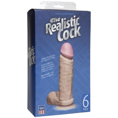 Фаллоимитатор на присоске The Realistic Cock 6” with Removable Vac-U-Lock Suction Cup - 17,3 см. (Цвет: телесный)