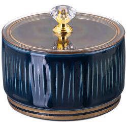 НАБОР БАНОК LEFARD "HERBAL" С ПЛАСТИК. КРЫШКОЙ 2 ШТ. 230 МЛ НА МЕТАЛЛ. ПОДСТАВКЕ СИНИЙ (КОР=24НАБ.)