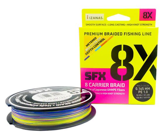 Леска плетеная SFX 8X разноцветная 150 м 0.165 мм 10 кг PE 1