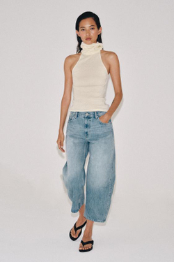 ZARA ДЖИНСЫ BALLOON СО СРЕДНЕЙ ПОСАДКОЙ — ZW COLLECTION, СИНИЙ