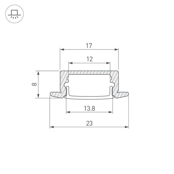 Встраиваемый профиль Arlight Line-2308-F-2000 Anod Black 040301