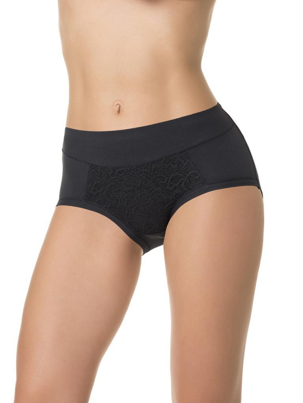 Высокие трусики plus size с кружевной вставкой (Размер: XXL) (Цвет: грязно-розовый)