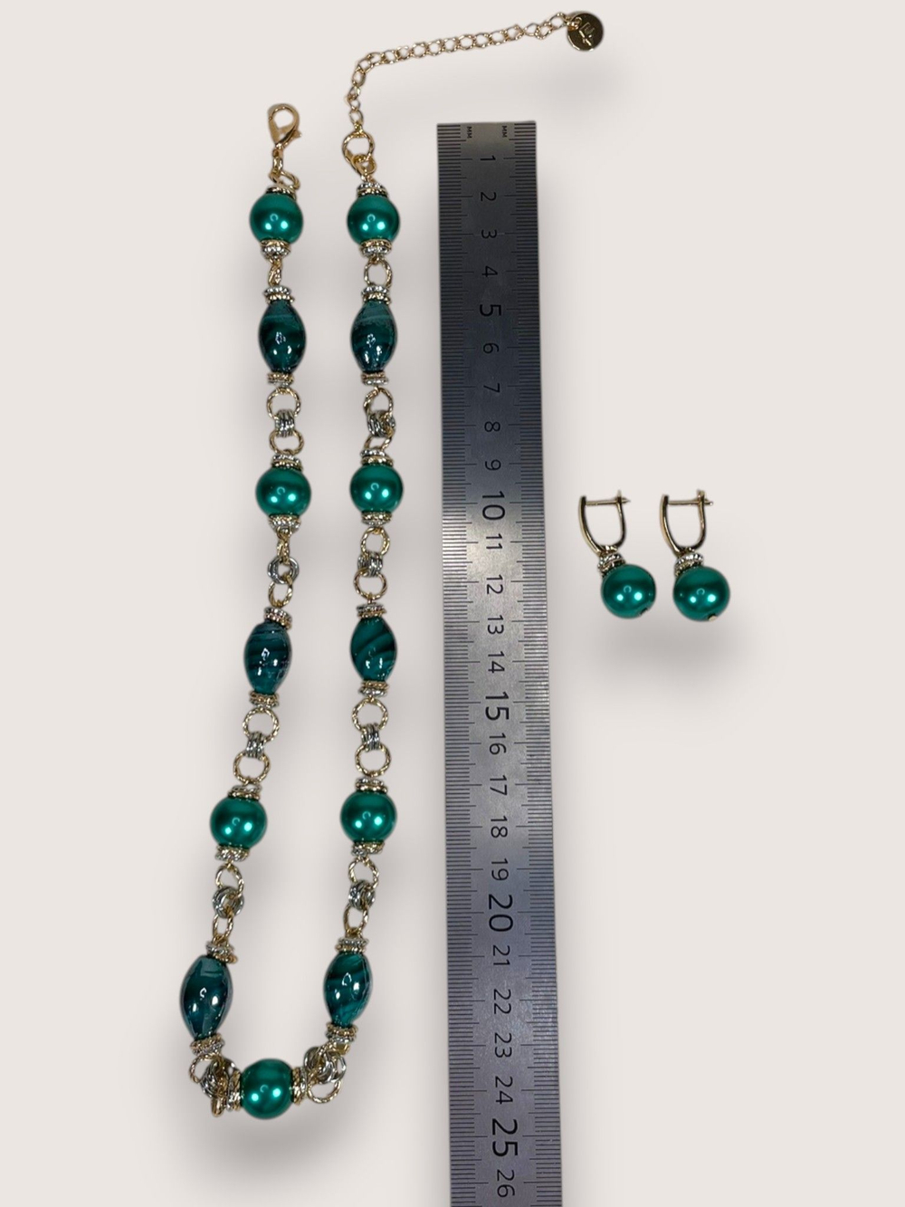 Комплект колье и серьги муранское стекло