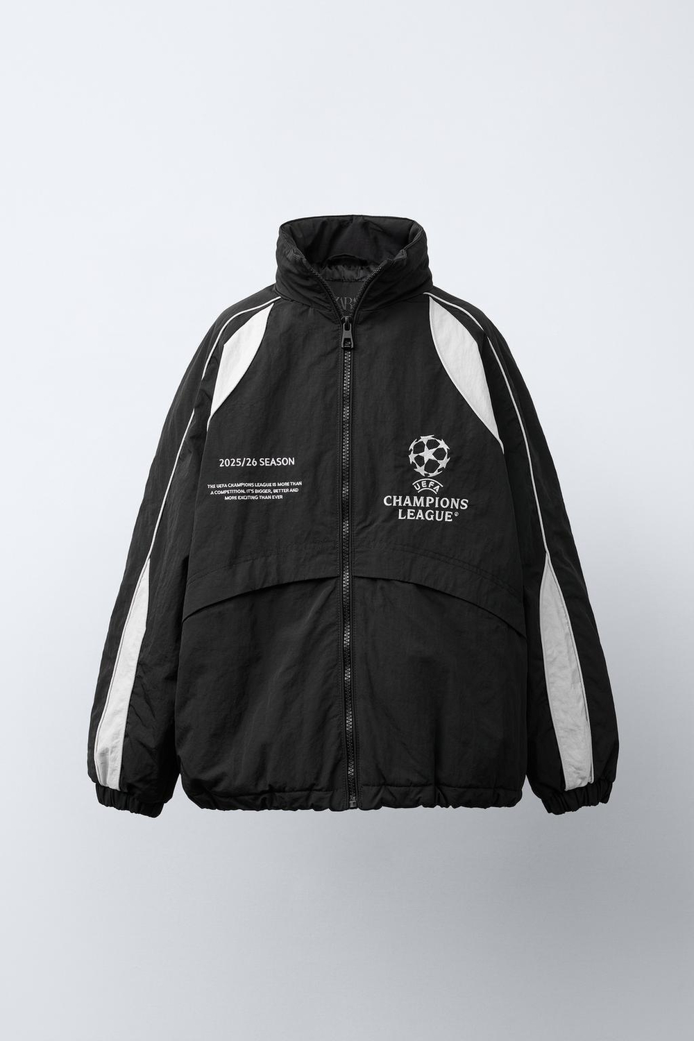ZARA КУРТКА WATER REPELLENT С КАПЮШОНОМ UEFA CHAMPIONS LEAGUE ®, ЧЕРНЫЙ