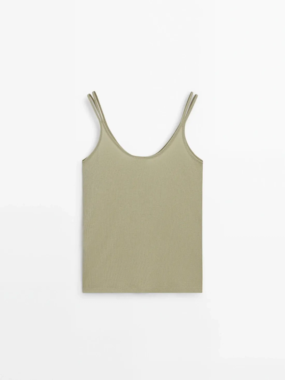 Massimo Dutti Топ в рубчик на двойных бретелях, светло-зеленый