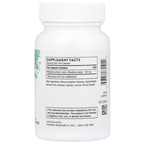Thorne, Родиола, 60 капсул (100 мг на капсулу)
