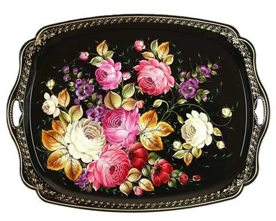 Жостовский поднос декоративный, размер 61х46 см (A32), металлический