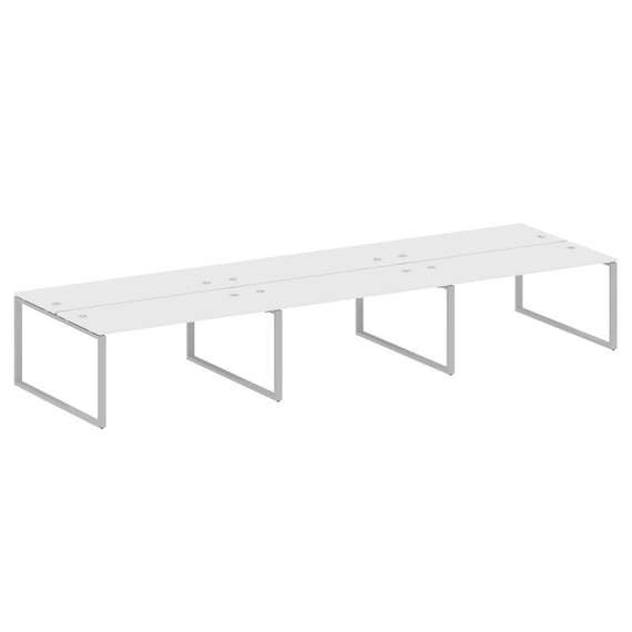 Metal System Рабочая станция на 6 мест на О-образном м/к БО.СМ-6.4 Белый/Металл Серый 4800*1475*750