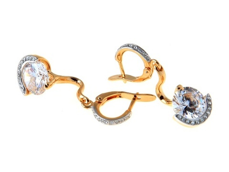 "Медуза" серьги в золотом покрытии из коллекции "Леди" от Jenavi  с английским замком