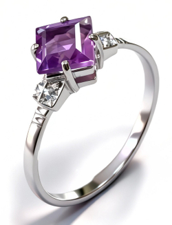 Ювелирное кольцо, серебро 925, вставка аметист и фианиты