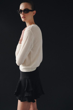 ZARA ШОРТЫ С ВОЛАНАМИ — ZW COLLECTION, ЧЕРНЫЙ