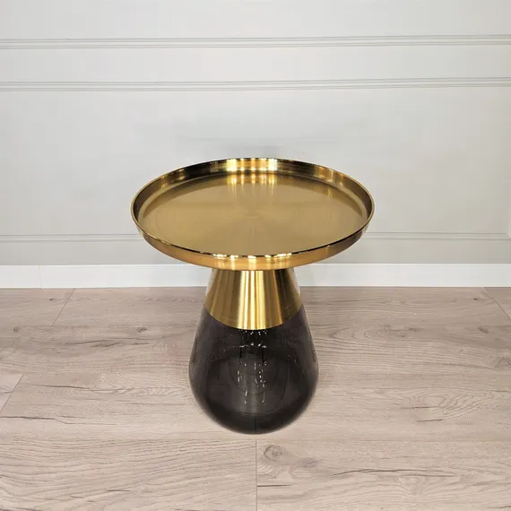 Журнальный столик Zeigna Tall, Ø50х52 см, дымчатое стекло, золото