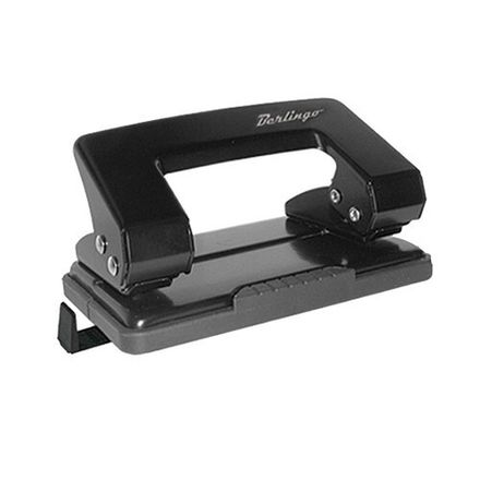 Дырокол до 10л, Berlingo, металлический, с линейкой, черный